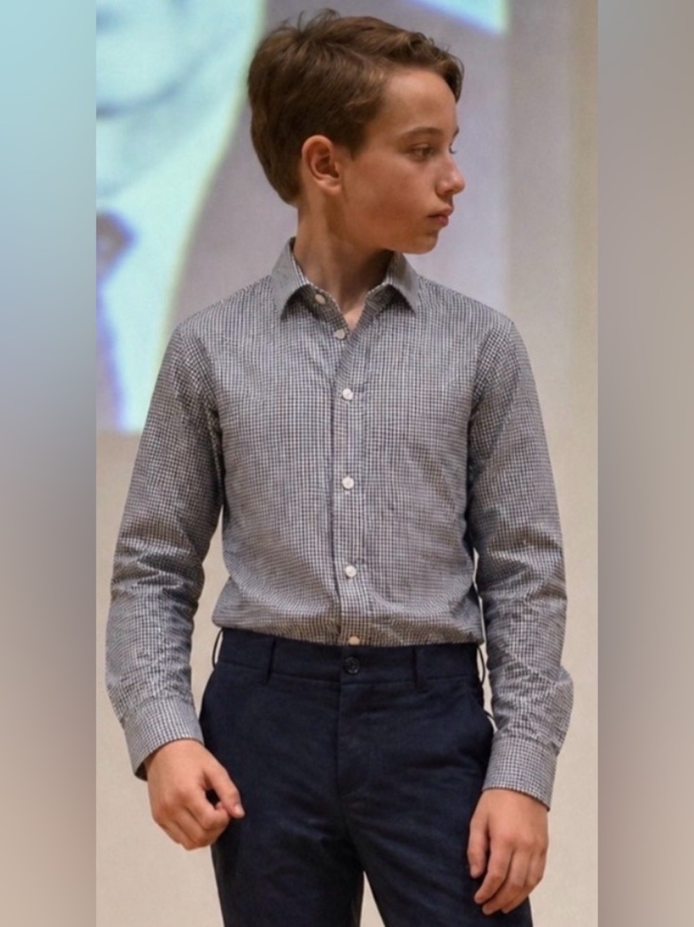 BOYS Michael Kors Long-Sleeve Cotton Collared Button-Down Shirt - SIZE 8